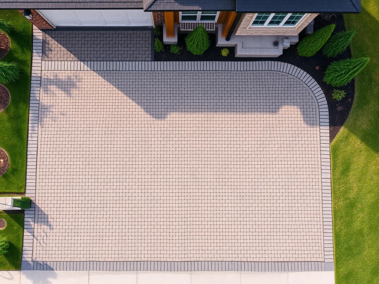 Aerial view of interlock driveway in Vaughan